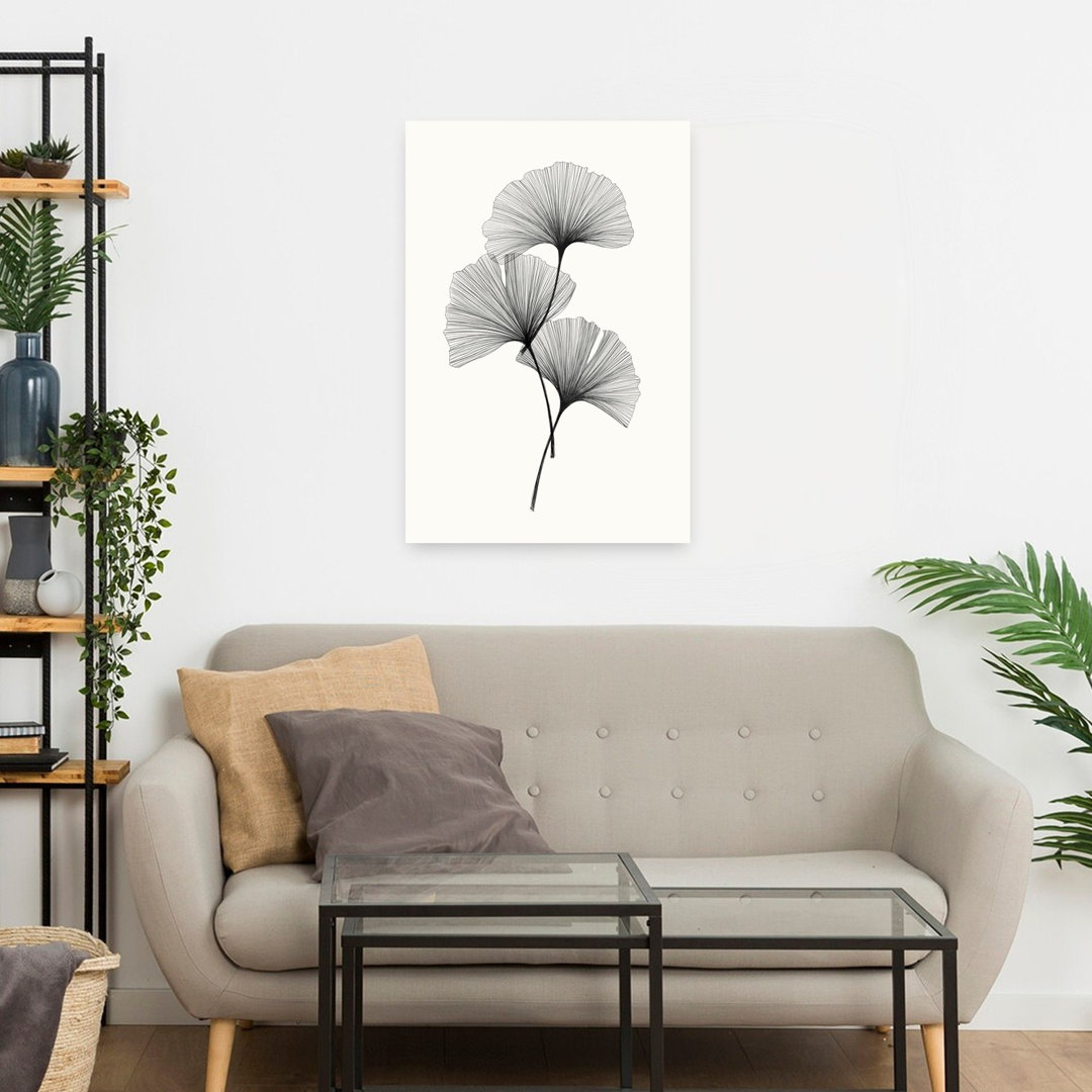 Ginkgo Leaves Contemporary Delicate Elegant Nature Plant Wall Art Print