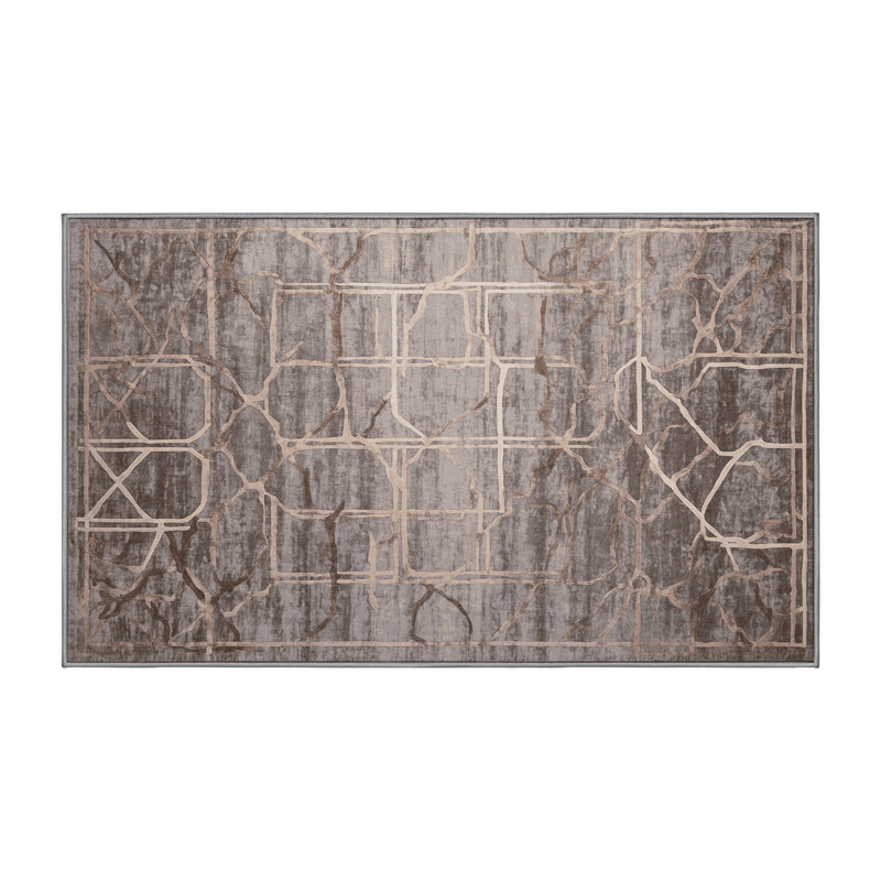 Machine Washable Gray Area Rug, Runner 2' x 5'
