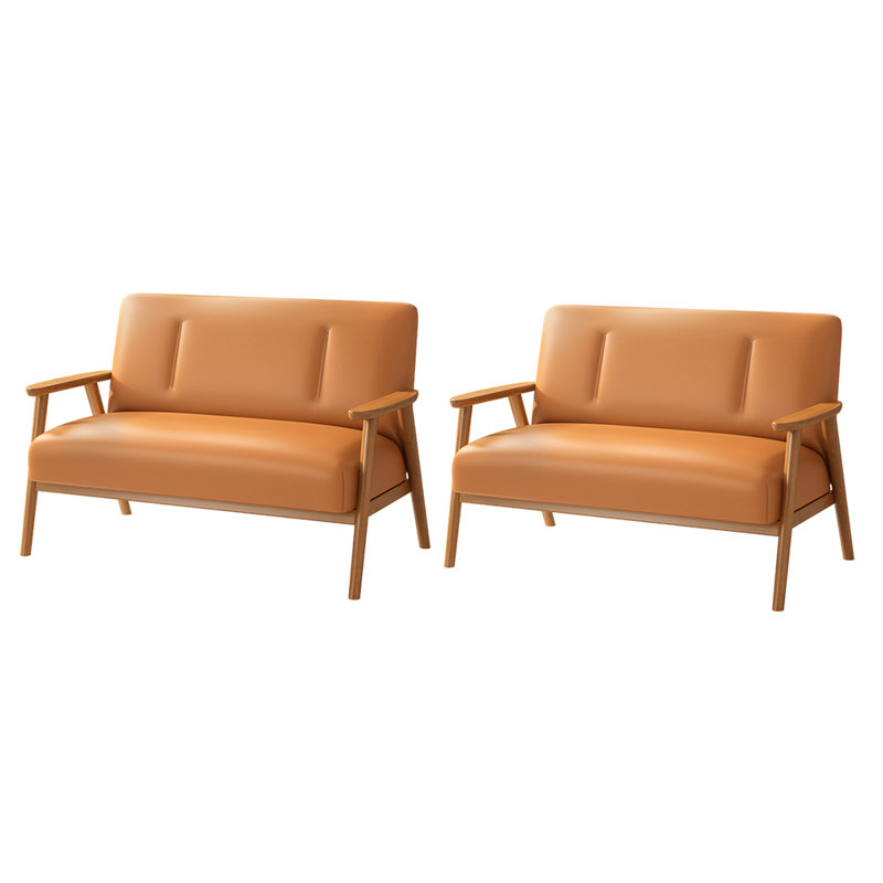 Banc rembourré en similicuir Casual, Orange