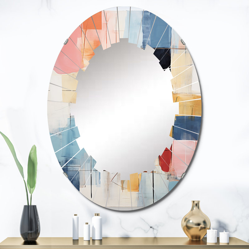Menkent - Miroir mural Mid-Century ovale, 36 po x 24 po