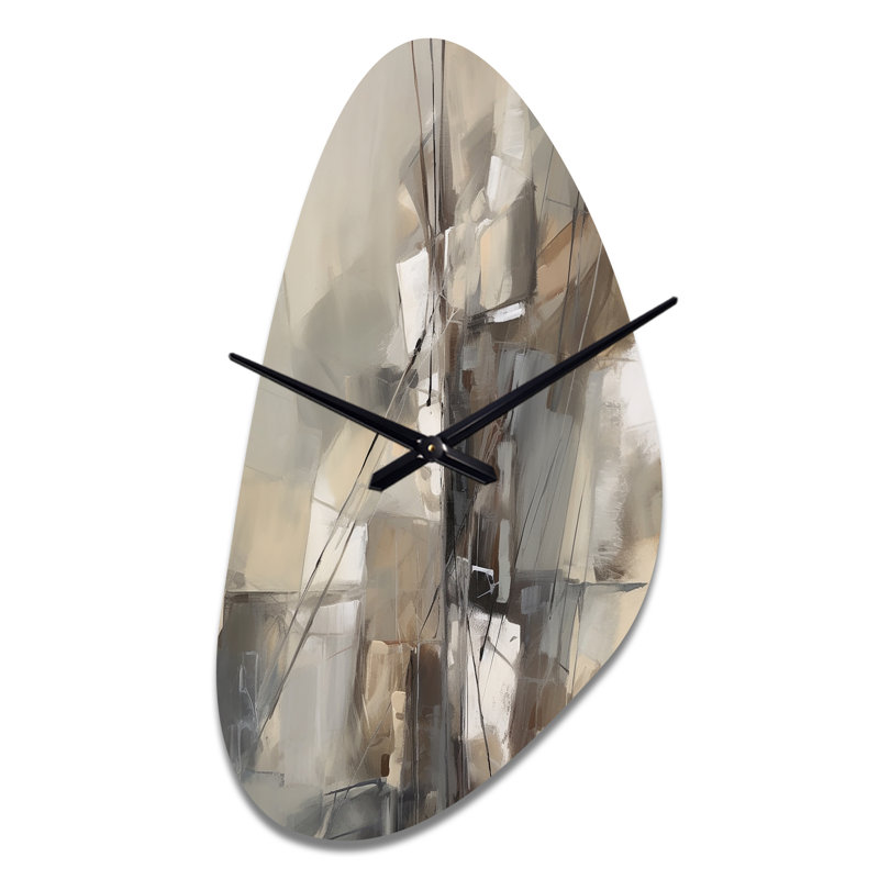 «Methia Abstract Design Shapes I - Abstract Collages», horloge murale asymétrique, Moyenne