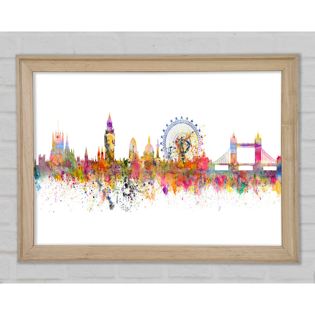 London Skyline Splatter - Einzelner Bilderrahmen Kunstdrucke