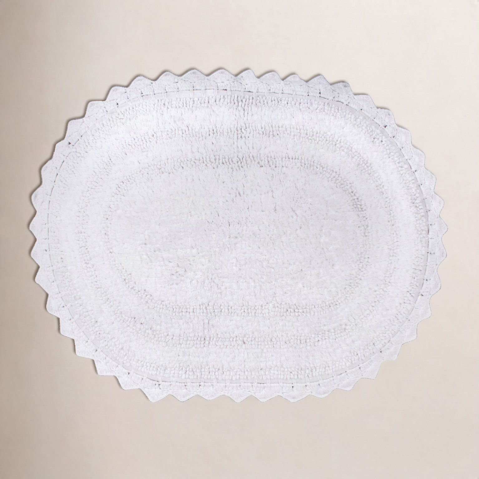 Lisk Oval Cotton Bath Rug, White, 21" W x 34" L