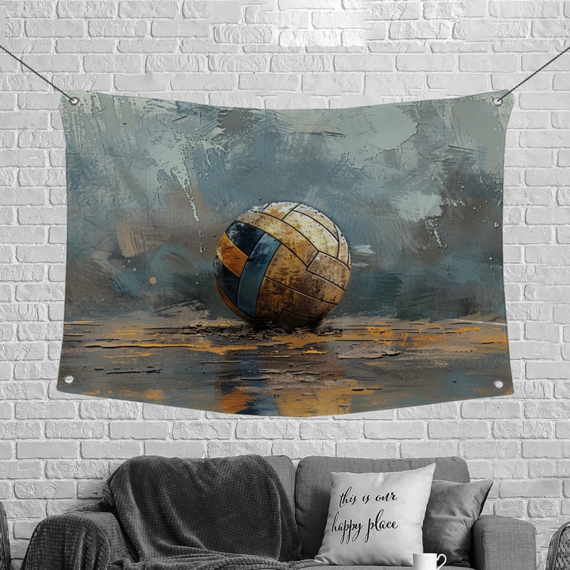 Volleyball Sports Bathroom Microfiber Fabric Tapestry, 50" H x 60" W