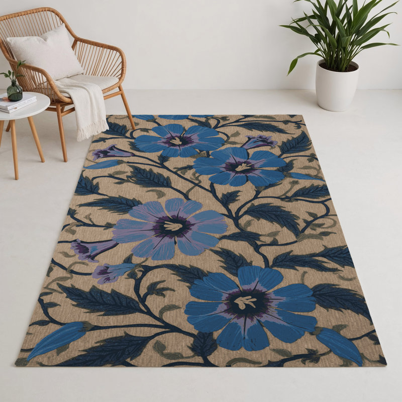 Tapis d'intérieur et d'extérieur gris Botanical, Rectangle 5 pi x 7 pi