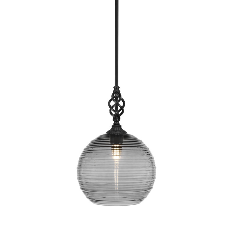 Eleganté Stem Hung Mini Pendant, Grey, 16.25" H x 12" W x 12" D