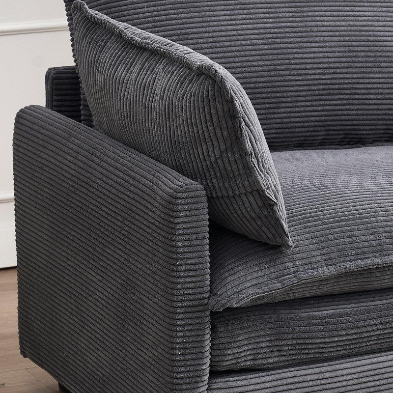 Grand velours en forme de U - 2 avec mousse confortable et coussins à ressorts ensachés, 2 coussins lombaires, assise profonde