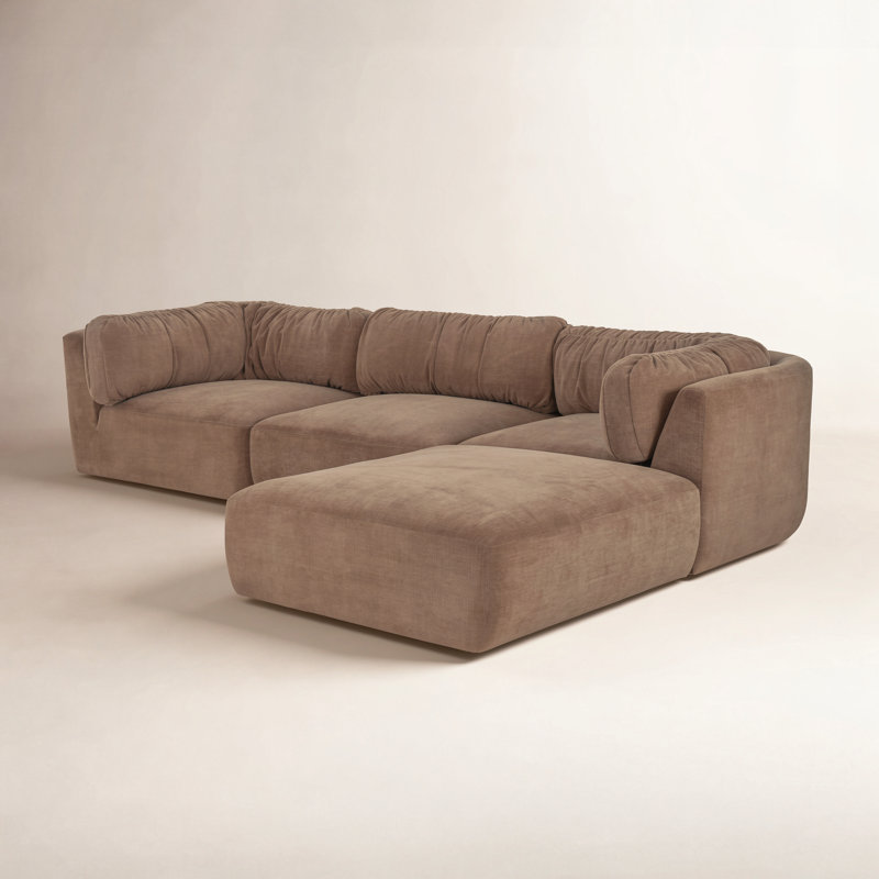Matina Lounge Modular Sectional Taupe, Tan Polyester