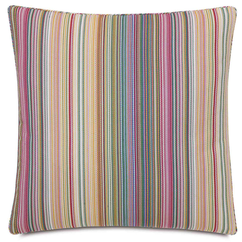 Multicolor Striped Synthetic Square Throw Pillow with Polyester Insert