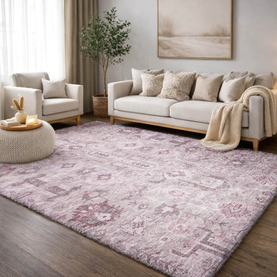 Tapis oriental à poil long de qualité supérieure lavable à la machine ADS697
