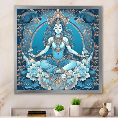 Divine Déesse Yogini en bleu sur toile