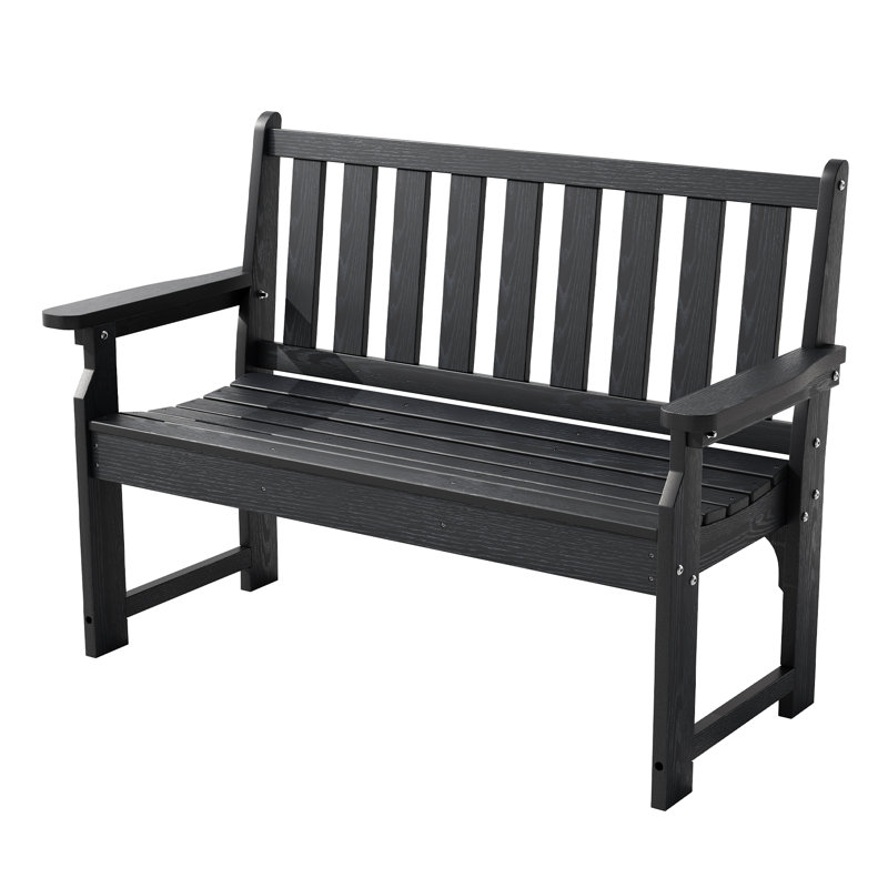 Heavy Duty All-Weather Poly Lumber Outdoor Bench for 2 – 800lb Capacity – Durable Garden and Patio Seating – Ideal for Lawn, Backyard