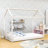 Metal Floor Bed With House-Shaped And Guardrails-23971059-23971058