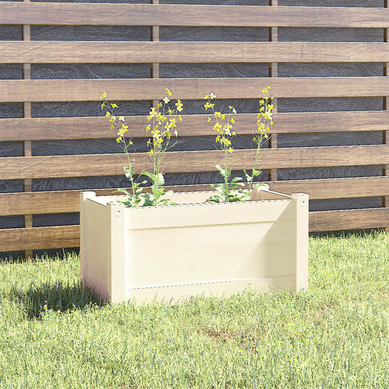 Wood Pot Planter, 12.2" H x 23.6" W x 12.2" D, White