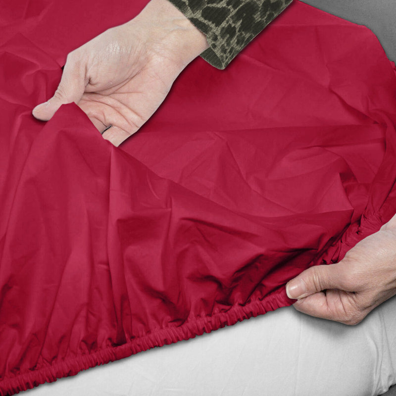 Microfiber Brushed Fitted Sheet, Red, Single (3')