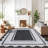 Modern Neutral Non Slip Washable Rugs, Contemporary Border Print Pattern Foldable Soft Carpet, Low Pile Floor Mat-68956392
