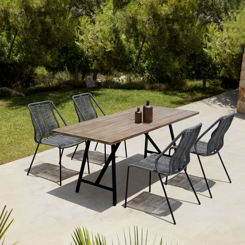 Ensemble de salle à manger rectangulaire pour 4 personnes 32 po de long avec coussins, Gris