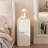 Modern Narrow Off-White Nightstand 2-Drawer Small Bedside Table with PU Leather No-Assembly -1871399306