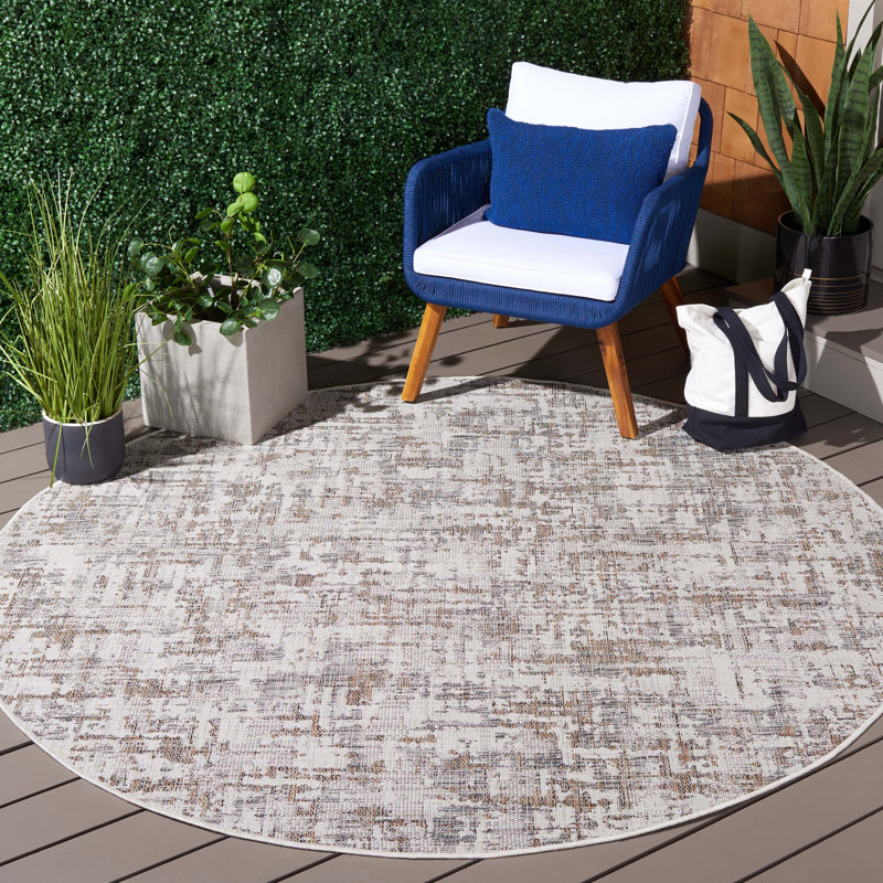 Courtyard Performance Abstract Rug, Round 6'7"