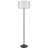 Avira 61 Inch Floor Lamp, String Pattern White Fabric Shade, Black Metal-125317828