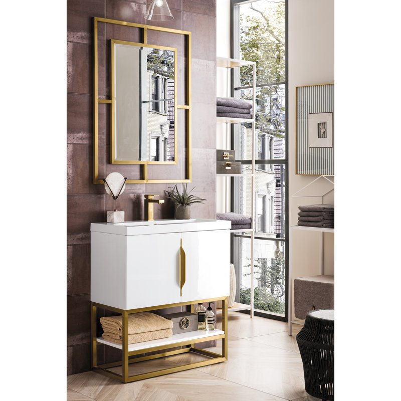 Columbia 31.5'' W Single Vanity, Ash Gray, Radiant Gold