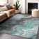 Machine Washable Indoor/Outdoor Xhevrie Teal Rug
