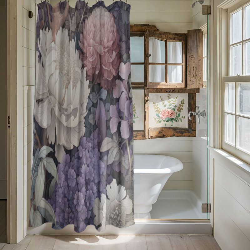 Floral Shower Curtain, 74"H x 71"W