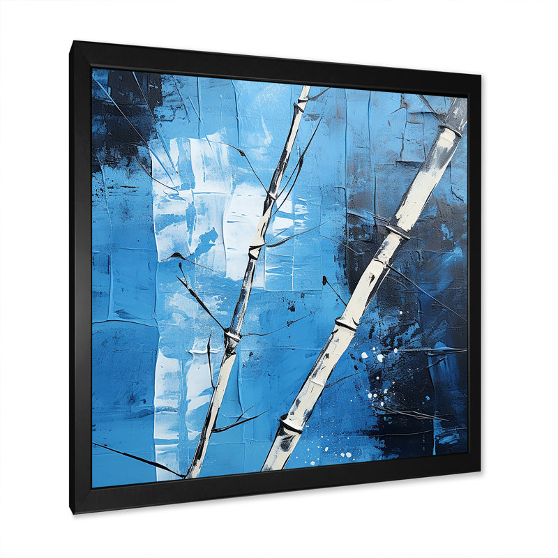 Serenity In Wild Blue Bamboo V sur impression sur toile, H 16 po x l 16 po x P 1 po, Cadre photo noir