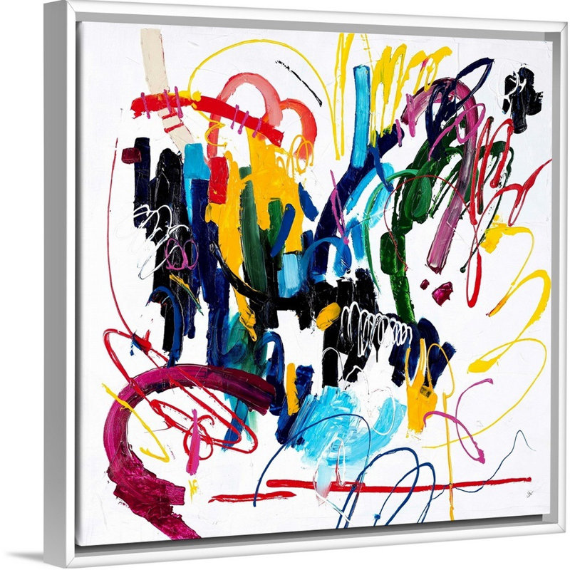 «Live It up» par Joshua Schicker, reproduction d'art graphique sur toile, Cadre flottant blanc, H 22 po x l 22 po x P 1,75 po