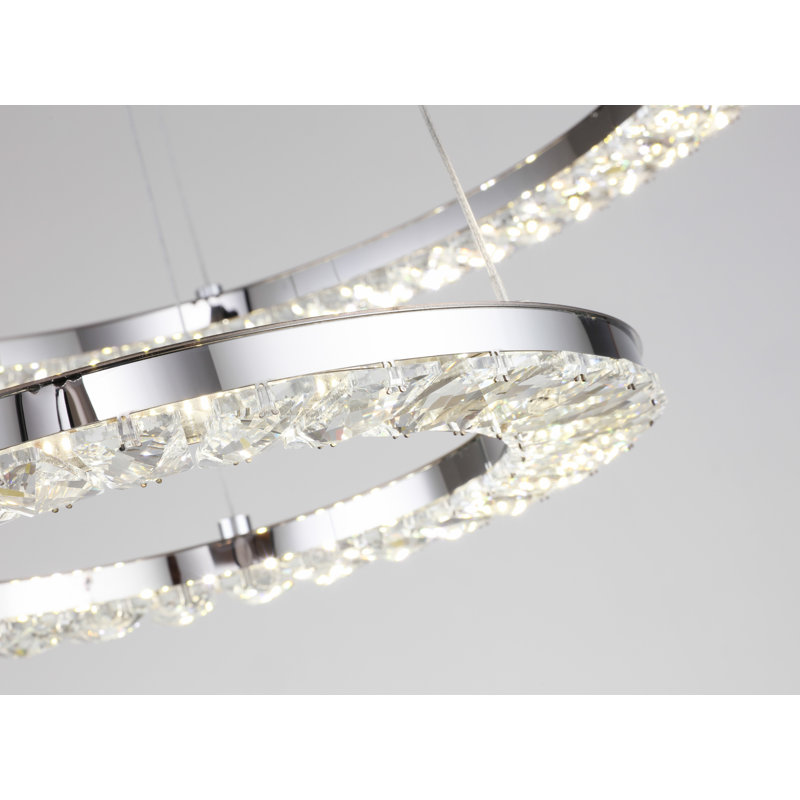 Lustre à 3 lumières DEL Livilla avec détails en cristal transparent Livilla