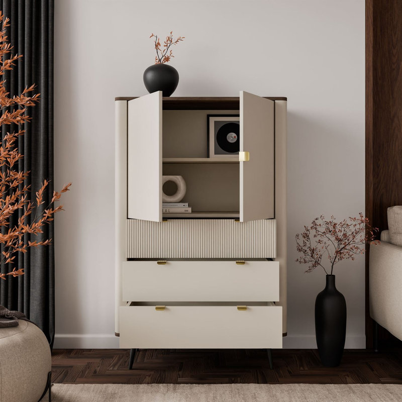90cm Sideboard, cashmere / walnut