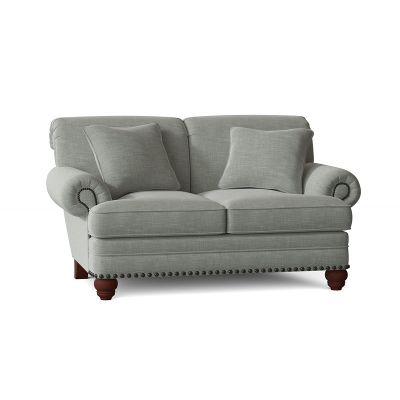 Spratt Loveseat, Tweetie 8 Brown Performance Velvet, Manhattan, Dark Brass