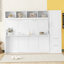Grand lit escamotable mural avec placard et tiroirs, grand lit, blanc