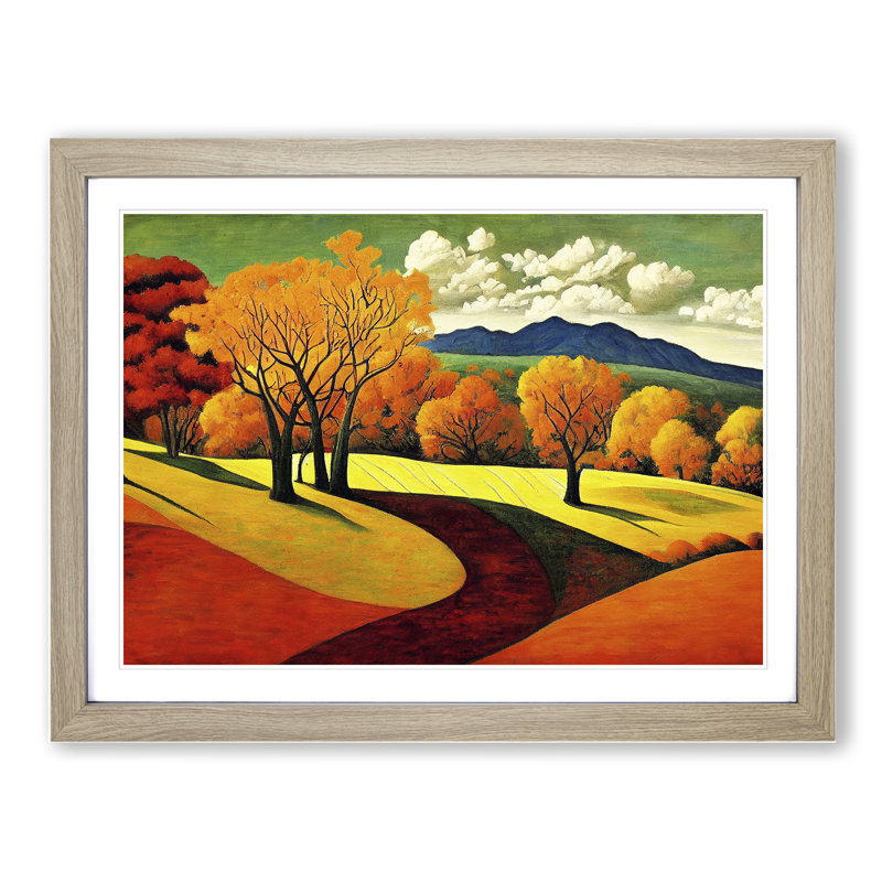 Breathtaking Autumn Forest - Single Picture Frame Print, 25cm H x 34cm W x 2cm D, Oak Framed
