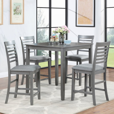 Chaises de salle à manger seulement, ensemble de 4 chaises en bois à hauteur de comptoir, chaise de cuisine avec siège rembourré, chaise rembourrée à hauteur de comptoir pour salle à manger, gris