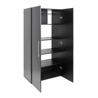 Armoire de rangement large de 36 po avec tablettes et portes Barrayo, pour garde-manger, salle de bain, rangement général, P 20 po x l 36 po x H 72 po, noir