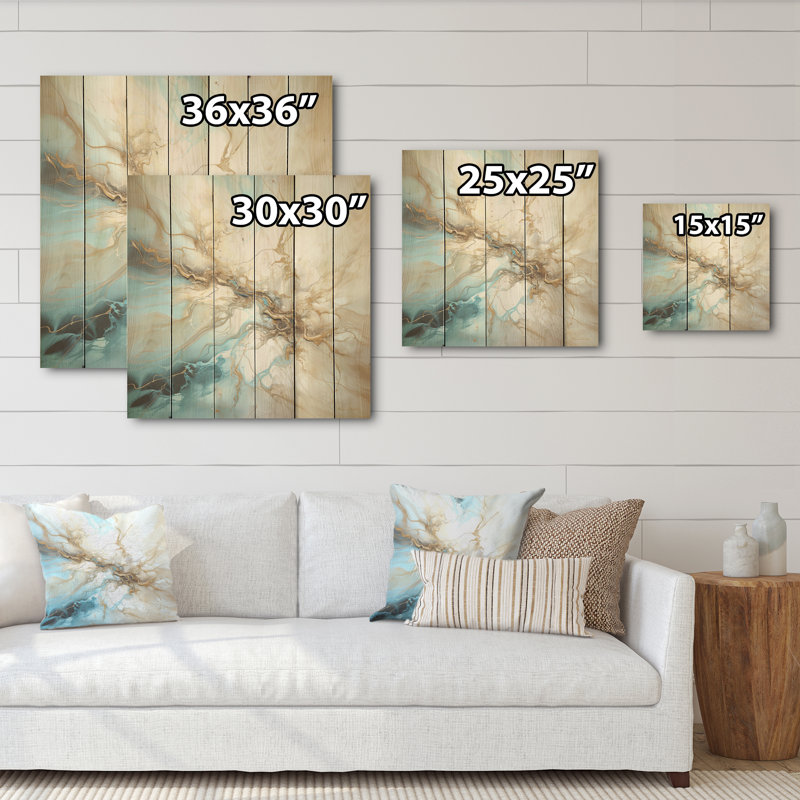 Foudre beige et bleu liquide Art Explosion - Lightning Wood, art mural sur bois de pin naturel, H 30 po x l 30 po