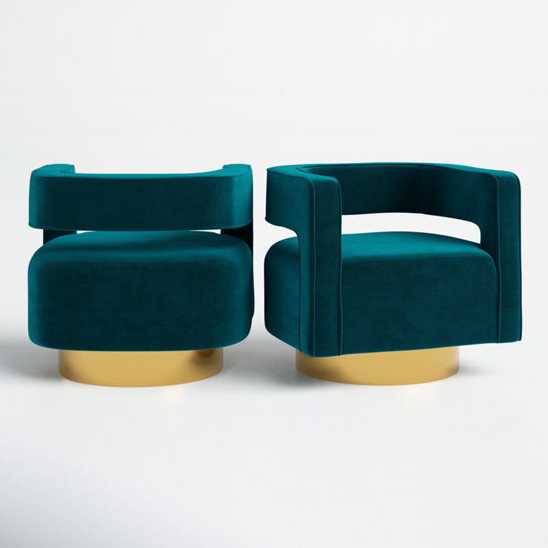 Aysha Velvet Swivel Accent Chair, Teal Velvet