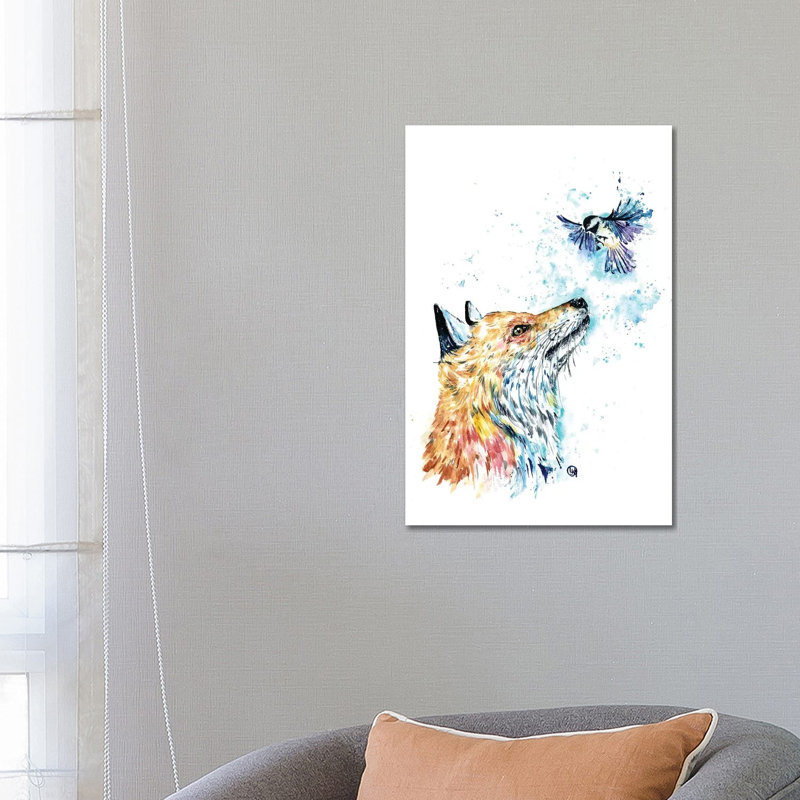 Fox And Chickadee by Lisa Whitehouse - Wrapped Canvas Print, 66.04 cm H x 45.72 cm W x 3.175 cm D