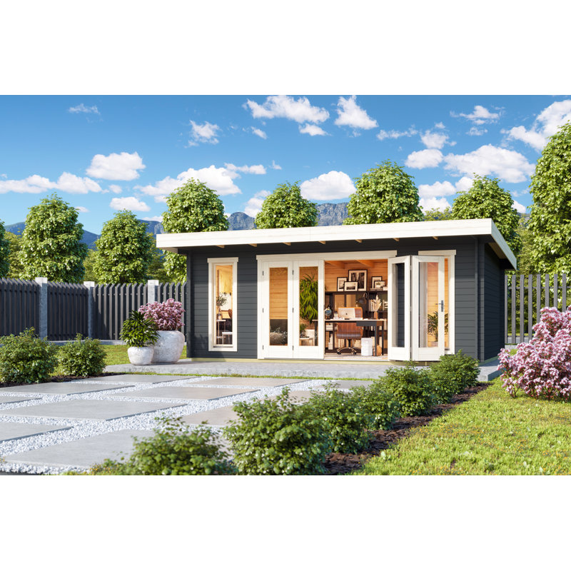 Lasita Sussex 2 - 19 x 12 Ft. Premium Log Cabin With Tempered Double Glazed Bifold Doors (44mm)