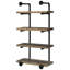 4 tablettes murales en noir et brun rustique pour bureau, aspect élégant