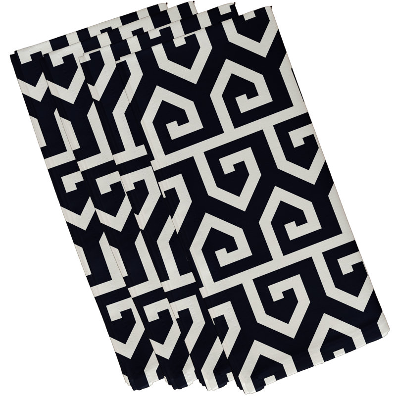 Polyester Geometric Square Napkin, 18" W x 18" L, Navy Blue
