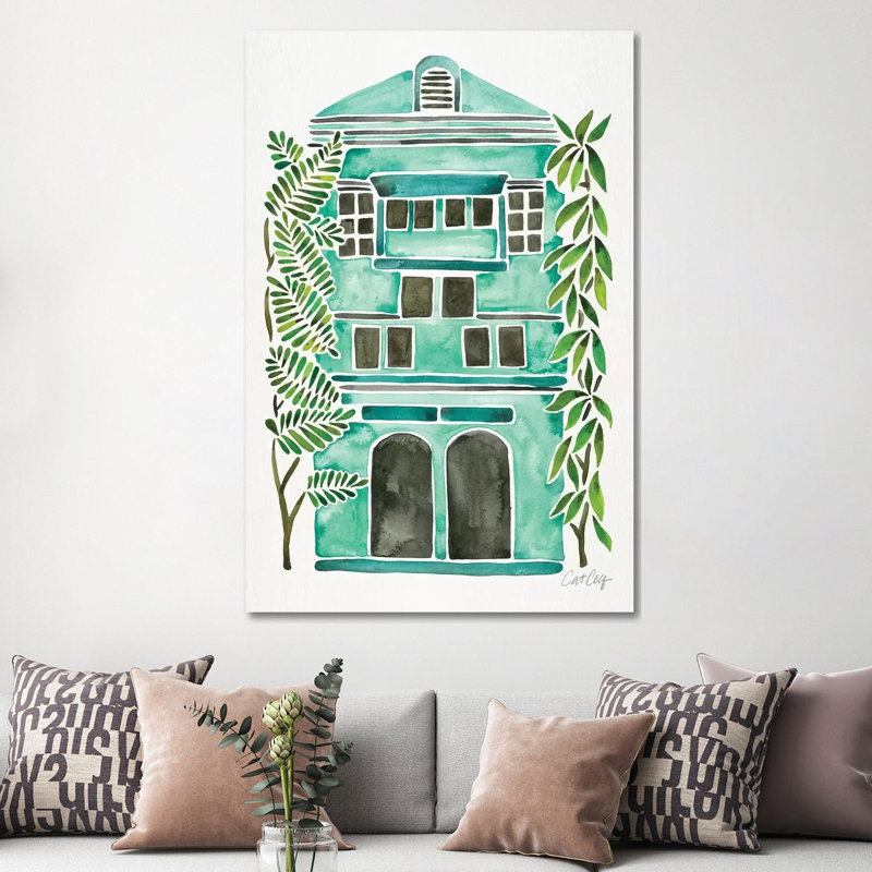 Strickler Mint House, H 60 po x l 40po x P 1,5 po, Toile avec cadre noir, Pas de tapis