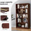 Bibliothèque ajustable de 60 pouces de hauteur à 5 tablettes en bois avec construction robuste et rangement flexible pour la chambre à coucher ou le bureau.