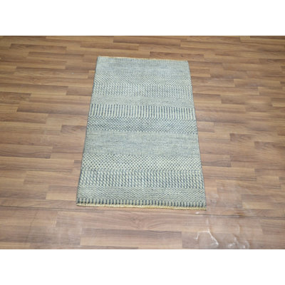 2'0" x 3'0" New Hand Knotted Blue Wool Rectangle Oriental Rug - MOA10276625