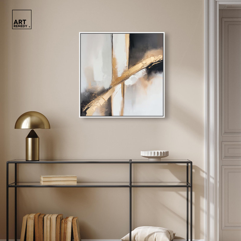 Décoration murale élégante Golden Hour II par Art Remedy, H 25 po x l 25 po, Blanc, Cadre flottant