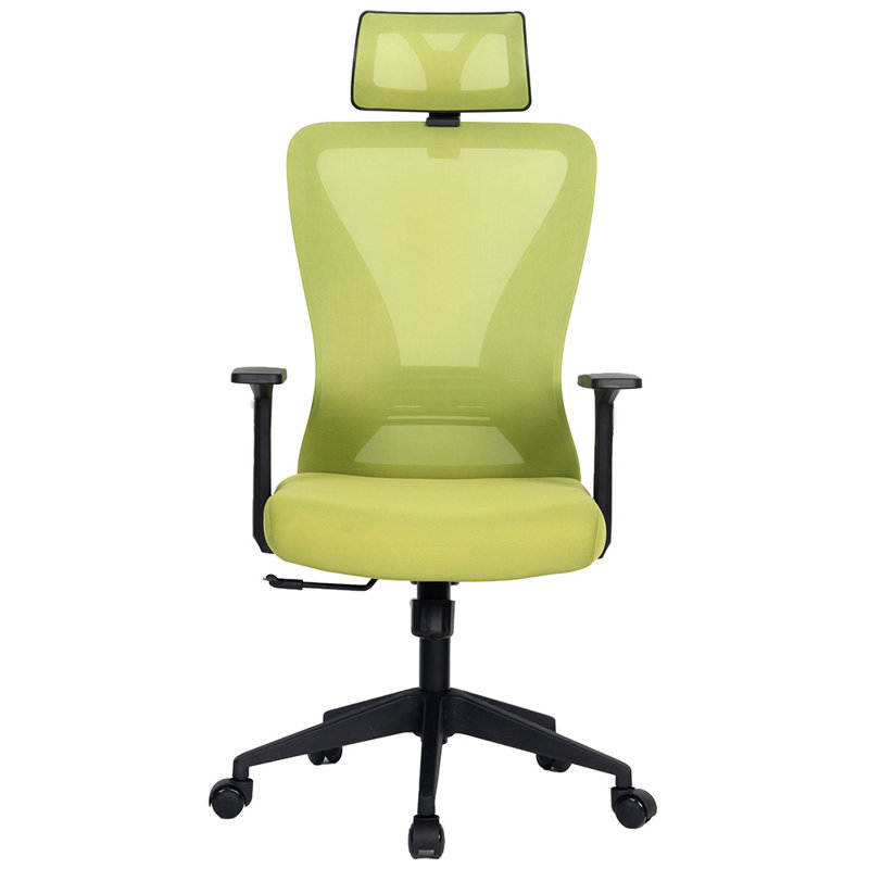 Inbox Zero Mesh Task Chair with Headrest, Black/Green