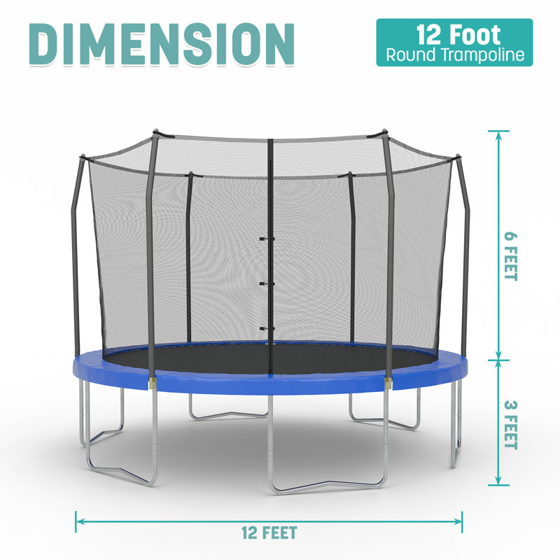 Skywalker 12' Round Trampoline with Safety Enclosure, Blue