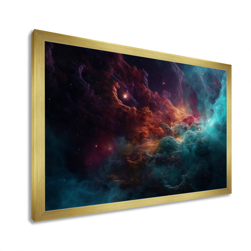 Imagine Space VI sur toile, Cadre doré à coins fermés, H 34 po x l 44 po x P 1,5 po