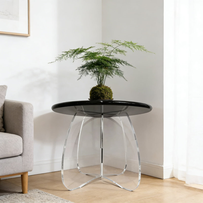 Escabeau moderne en acrylique avec design flottant, base transparente et plateau gris fumée, capacité robuste de 250 lb pour la salle de bain, la cuisine, le présentoir ou le support à plante